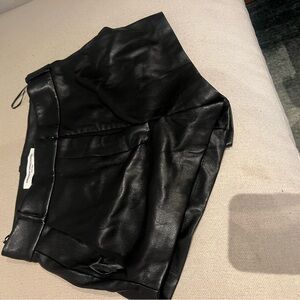 Amanda Uprichard X Revolve Kelso Faux Leather Shorts in Black